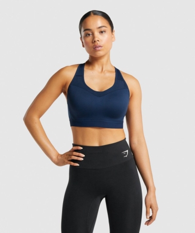 Gymshark Open Back Training Women's Sports Bra Navy | UAE-16UBEN