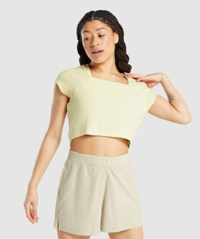 Gymshark Pause Crop Top Women's Sweatshirts Yellow | UAE-70PRTE