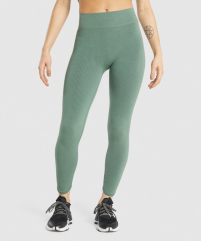 Gymshark Pause Seamless High Waisted Women's Leggings Green | UAE-78WIVK