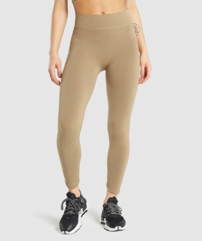 Gymshark Pause Seamless High Waisted Women's Leggings Brown | UAE-96VSKM