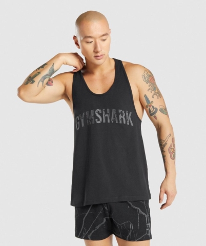 Gymshark Power Men's Tank Tops Black | UAE-09XCYR