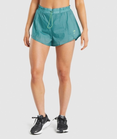 Gymshark Pulse 2 in 1 Women's Shorts Turquoise | UAE-19TRYI