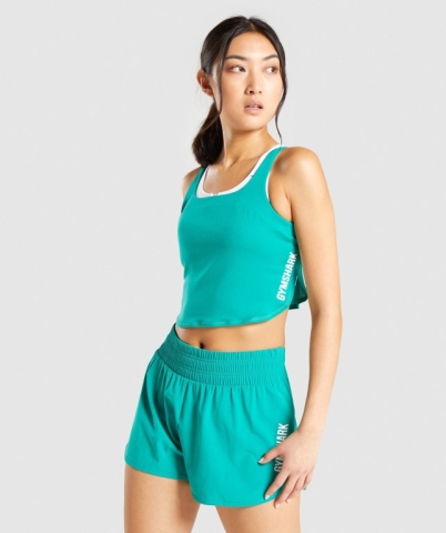 Gymshark Pulse Crop Top Women's T Shirts Green | UAE-96SPTL