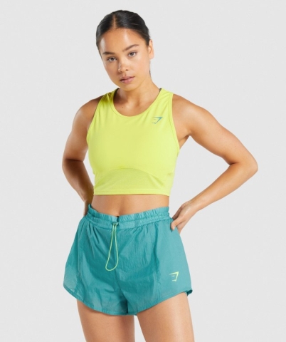 Gymshark Pulse Crop Women's Tank Tops Yellow | UAE-64ELUY