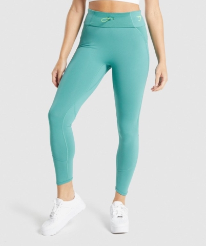 Gymshark Pulse High Waisted Women's Leggings Turquoise | UAE-80LUZH