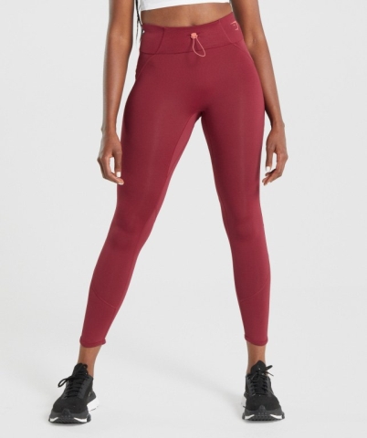 Gymshark Pulse High Waisted Women's Leggings Burgundy | UAE-93NTJZ