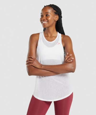 Gymshark Pulse Lightweight Women's Tank Tops White | UAE-46LCSW