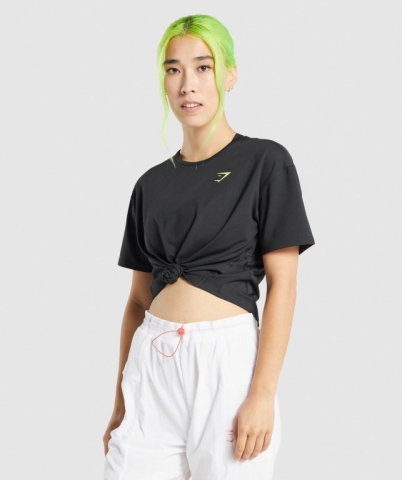 Gymshark Pulse Women's T Shirts Black | UAE-14PTRO