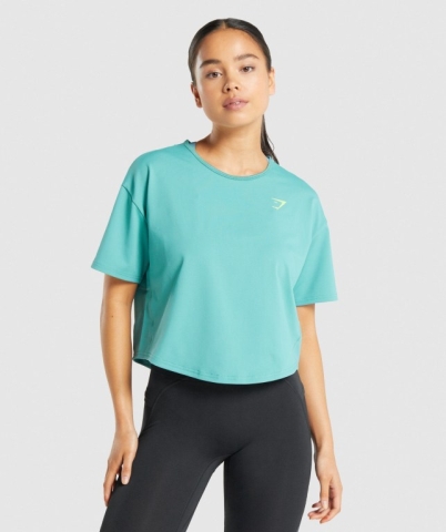 Gymshark Pulse Women's T Shirts Turquoise | UAE-89TLXC