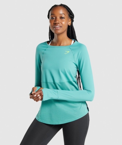 Gymshark Pulse Women's T Shirts Turquoise | UAE-91HINO