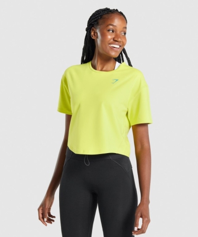 Gymshark Pulse Women's T Shirts Yellow | UAE-37EAUT