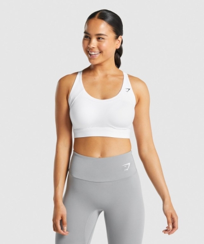 Gymshark Racer Back Training Women's Sports Bra White | UAE-49AGEX