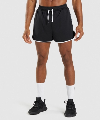 Gymshark Recess 3" Men's Shorts Black / White | UAE-30CMDZ