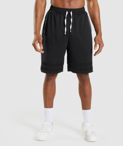 Gymshark Recess Basketball Men's Shorts Black / White | UAE-13WZXL