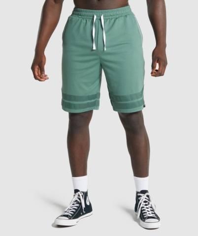 Gymshark Recess Basketball Men's Shorts Green | UAE-93OUZD