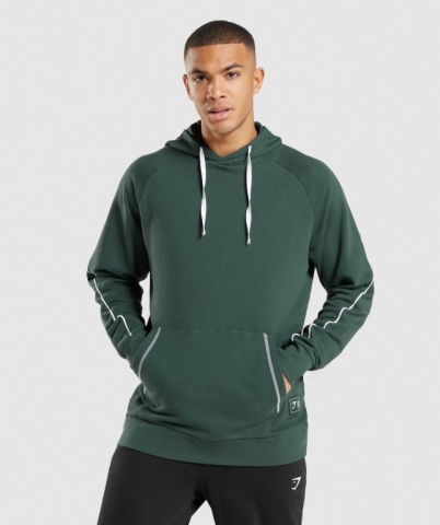 Gymshark Recess Men's Hoodies Obsidian Green / White | UAE-94FNOQ