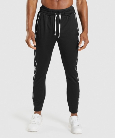 Gymshark Recess Men's Joggers Black / White | UAE-02PJQM