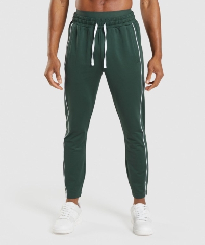 Gymshark Recess Men's Joggers Obsidian Green / White | UAE-24IRGK