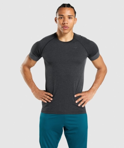 Gymshark Regulate Training Men's T Shirts Black | UAE-32ULQM