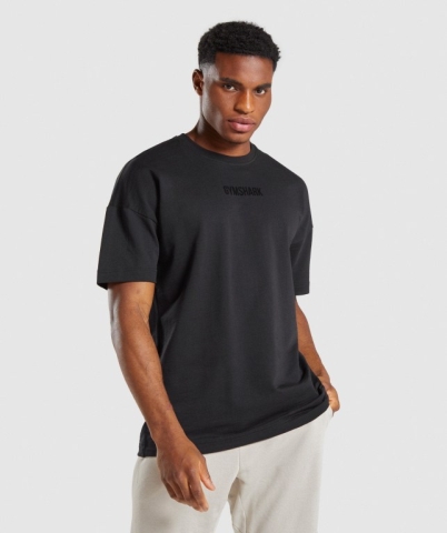 Gymshark Restore Men's T Shirts Black | UAE-62RENY