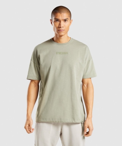 Gymshark Restore Men's T Shirts Light Green | UAE-59BGIP