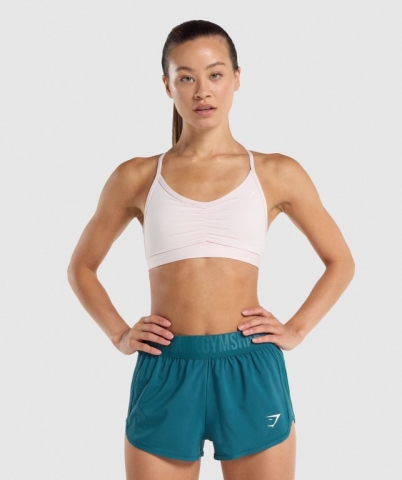 Gymshark Ruched Training Women's Sports Bra Cream | UAE-06ZDBN