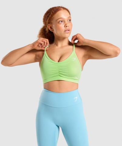 Gymshark Ruched Training Women's Sports Bra Green | UAE-07JGCZ