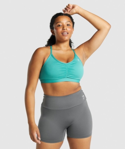 Gymshark Ruched Training Women's Sports Bra Turquoise | UAE-20DWZV