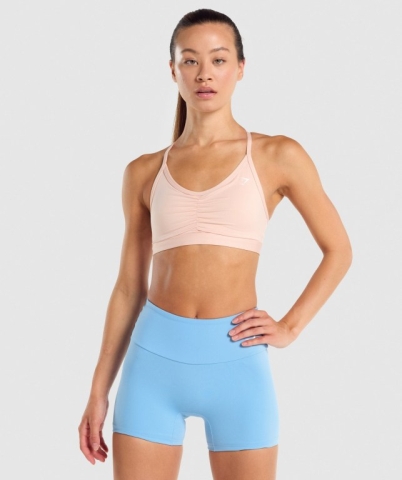 Gymshark Ruched Training Women's Sports Bra Light Pink | UAE-24IUQA