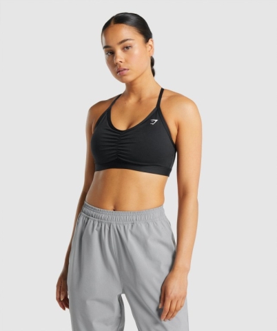 Gymshark Ruched Training Women's Sports Bra Black | UAE-74FUOT