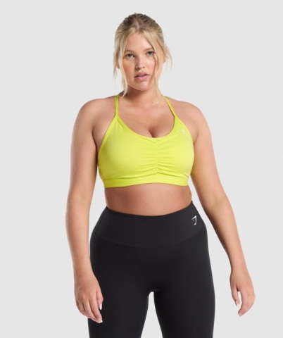 Gymshark Ruched Training Women's Sports Bra Yellow | UAE-83JXCM