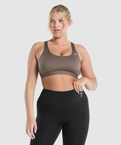 Gymshark Scoop Neck Training Women's Sports Bra Brown | UAE-29VJIC