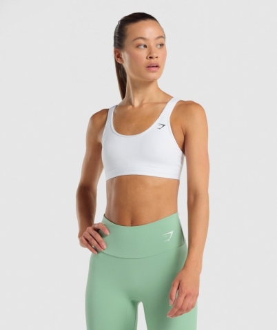 Gymshark Scoop Neck Training Women's Sports Bra White | UAE-56KNMH