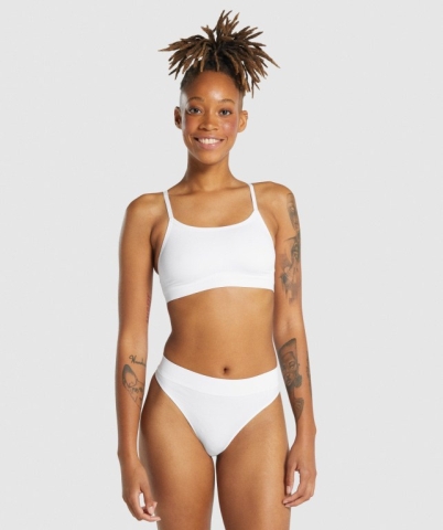 Gymshark Seamless High Neck Bralette Women's Underwear White | UAE-09KZIS