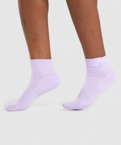 Gymshark Sharkhead Embroidered Quarter 2pk Men's Socks Light Purple | UAE-62BZGR