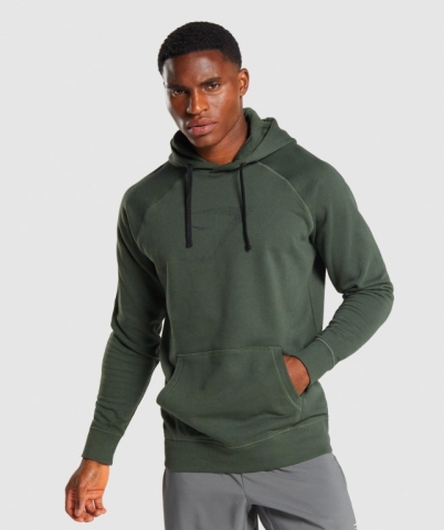 Gymshark Sharkhead Infill Men's Hoodies Dark Green | UAE-16RLWS