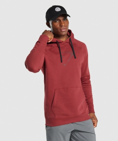 Gymshark Sharkhead Infill Men's Hoodies Burgundy | UAE-23DRIT