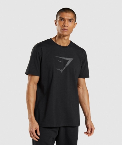 Gymshark Sharkhead Infill Men's T Shirts Black | UAE-68UYBR