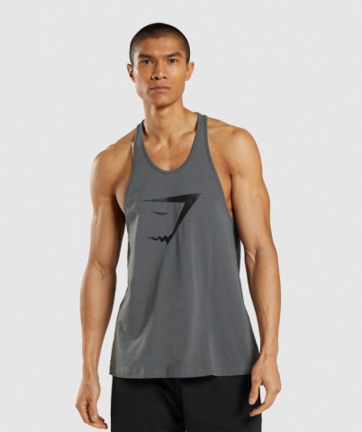 Gymshark Sharkhead Infill Men's Tank Tops Grey | UAE-59TWYZ