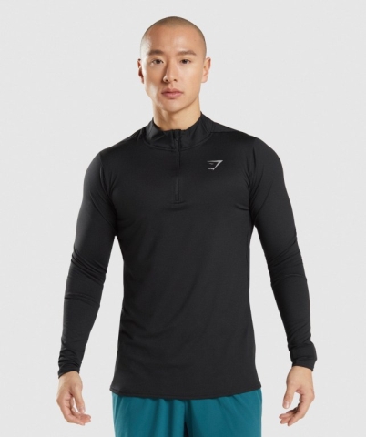 Gymshark Speed 1/4 Zip Men's Hoodies Black | UAE-13TGSO