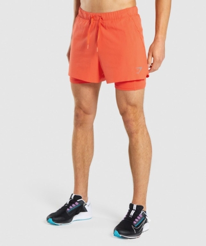 Gymshark Speed 5" 2 In 1 Men's Shorts Orange | UAE-30URLE