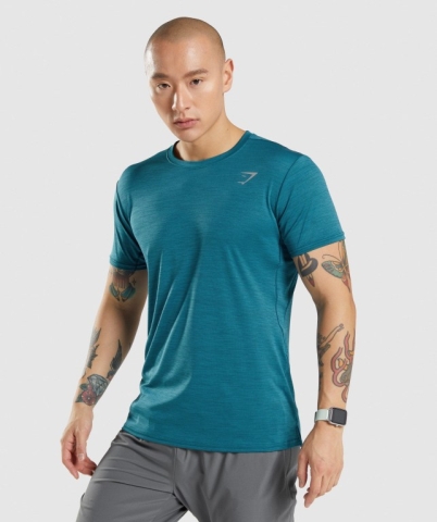 Gymshark Speed Men's T Shirts Turquoise / Turquoise | UAE-73AGSE