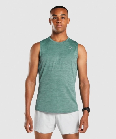 Gymshark Speed Men's Tank Tops Dark Green | UAE-78ZWQD