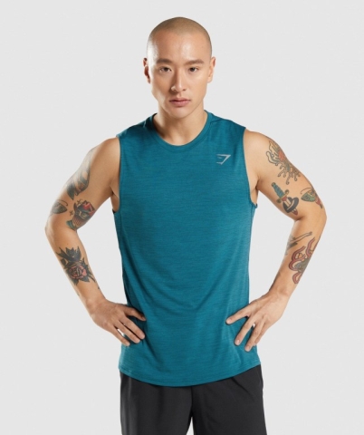 Gymshark Speed Men's Tank Tops Turquoise / Turquoise | UAE-37YNWT