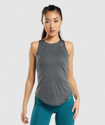 Gymshark Speed Women's Tank Tops Black / Grey | UAE-72MPQU