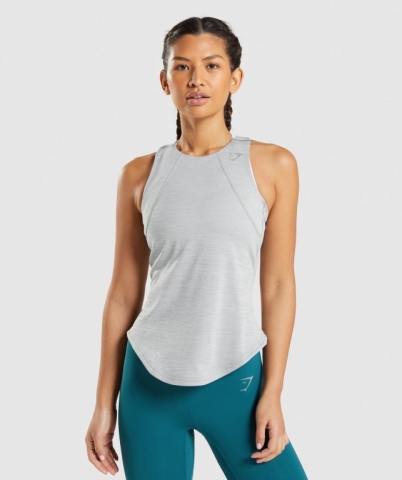 Gymshark Speed Women's Tank Tops Grey / Green | UAE-78NRHM