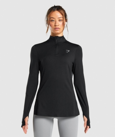 Gymshark Speed Zip-Up Women's Hoodies Black | UAE-10MFYS