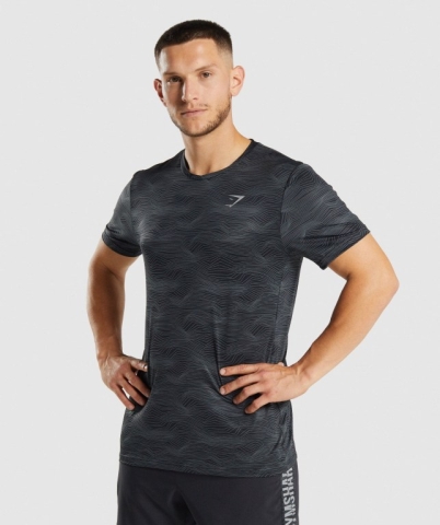 Gymshark Sport Men's T Shirts Black | UAE-07CZFL