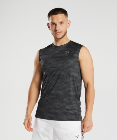 Gymshark Sport Men's Tank Tops Black | UAE-13TQDB