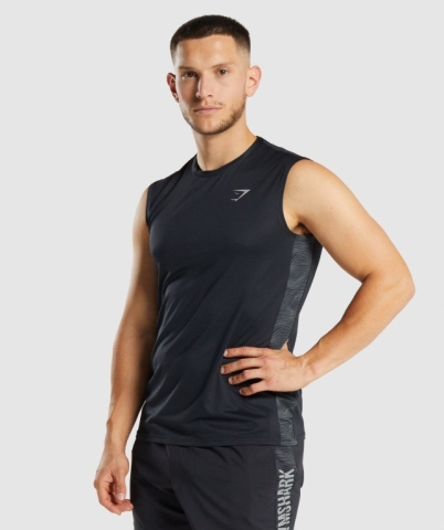 Gymshark Sport Men's Tank Tops Black | UAE-80MJOW